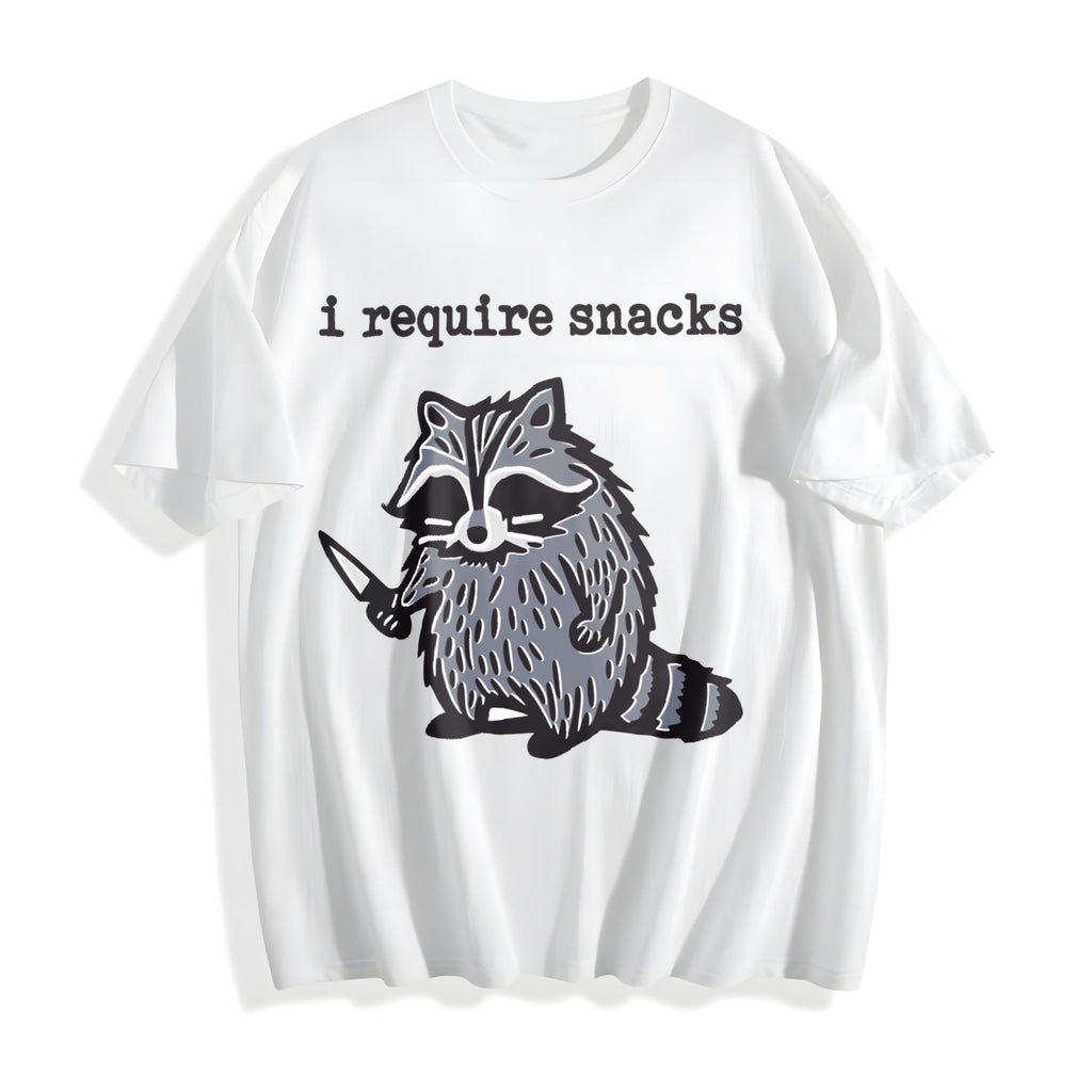 Winter Animal Snack Thief Raccoon Cotton T-Shirt product image 2