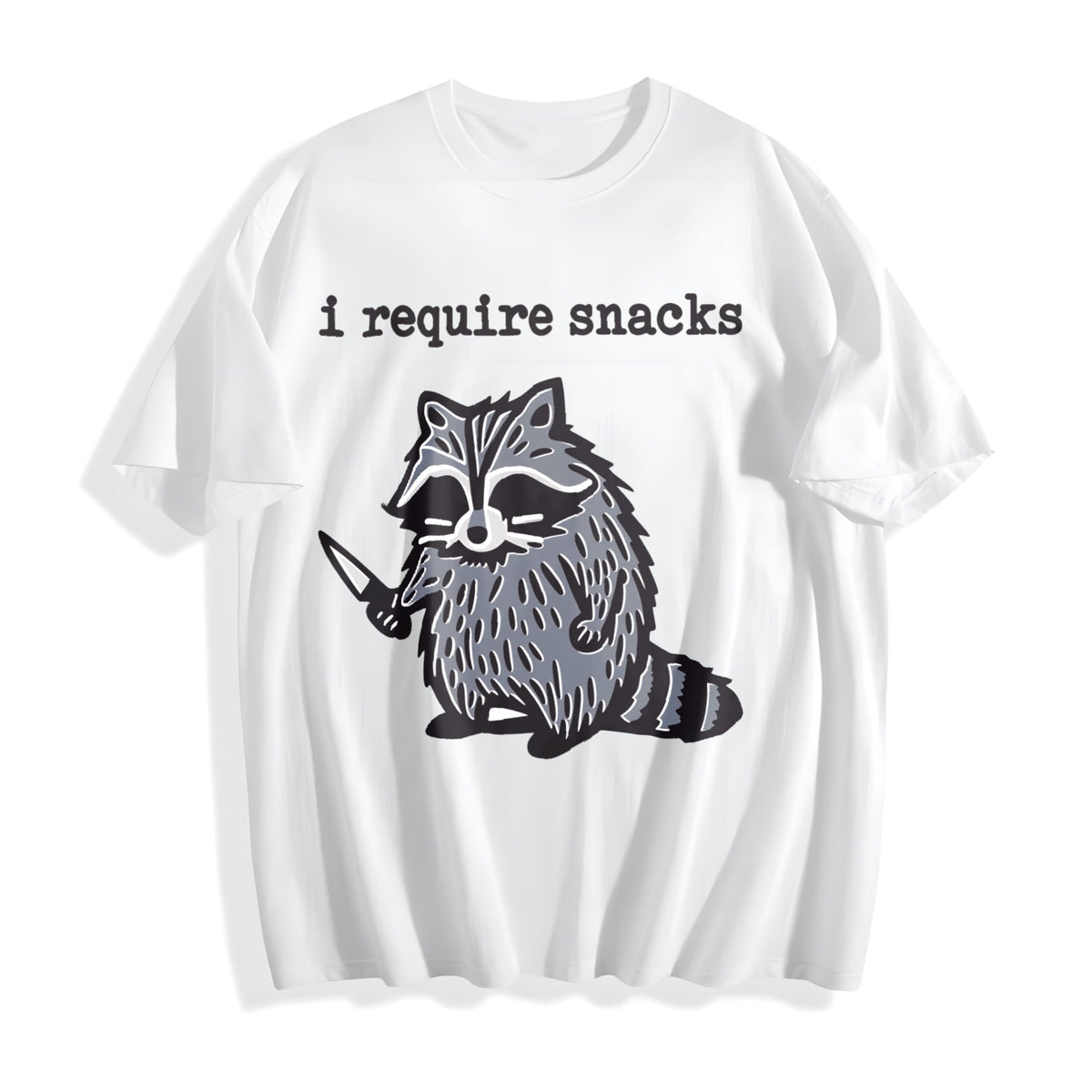 Winter Animal Snack Thief Raccoon Cotton T-Shirt product image 2