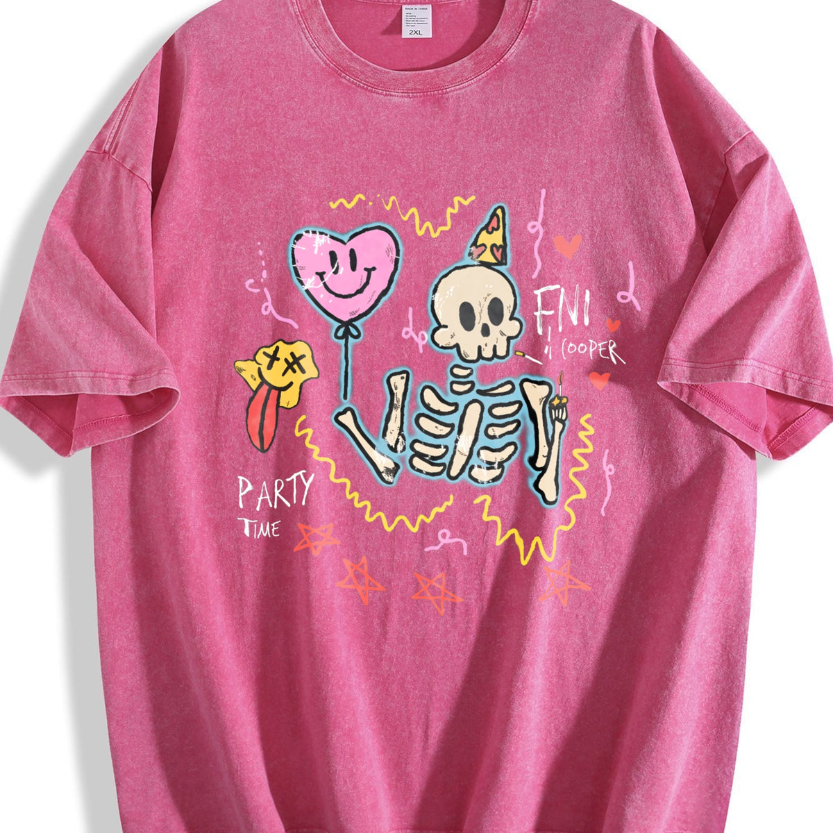 Party Skeleton with Balloons Vintage Washed T-Shirt product image 5