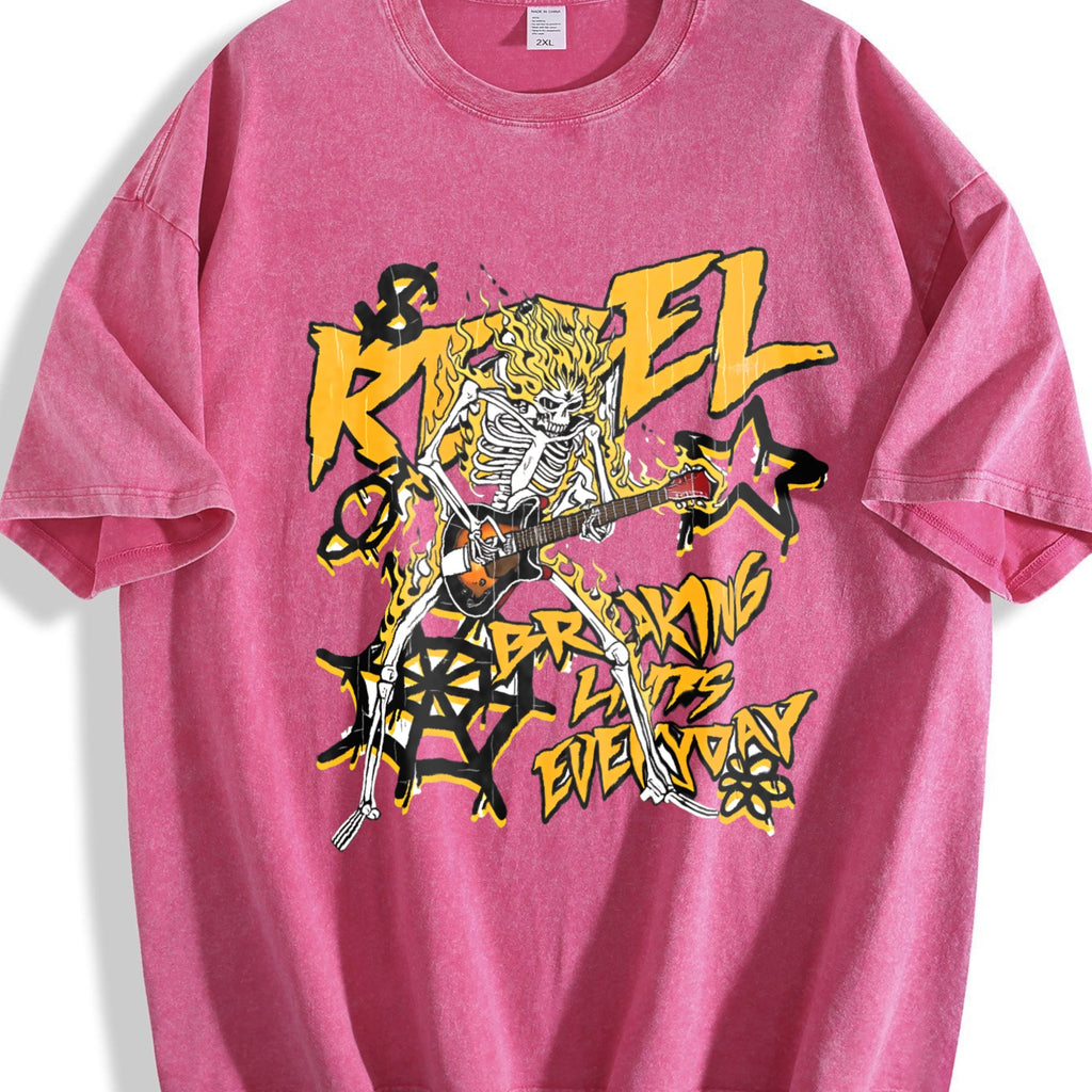 Faded Pure A Flame Skull 'rebel' Rock Vintage Washed T-Shirt product image 7