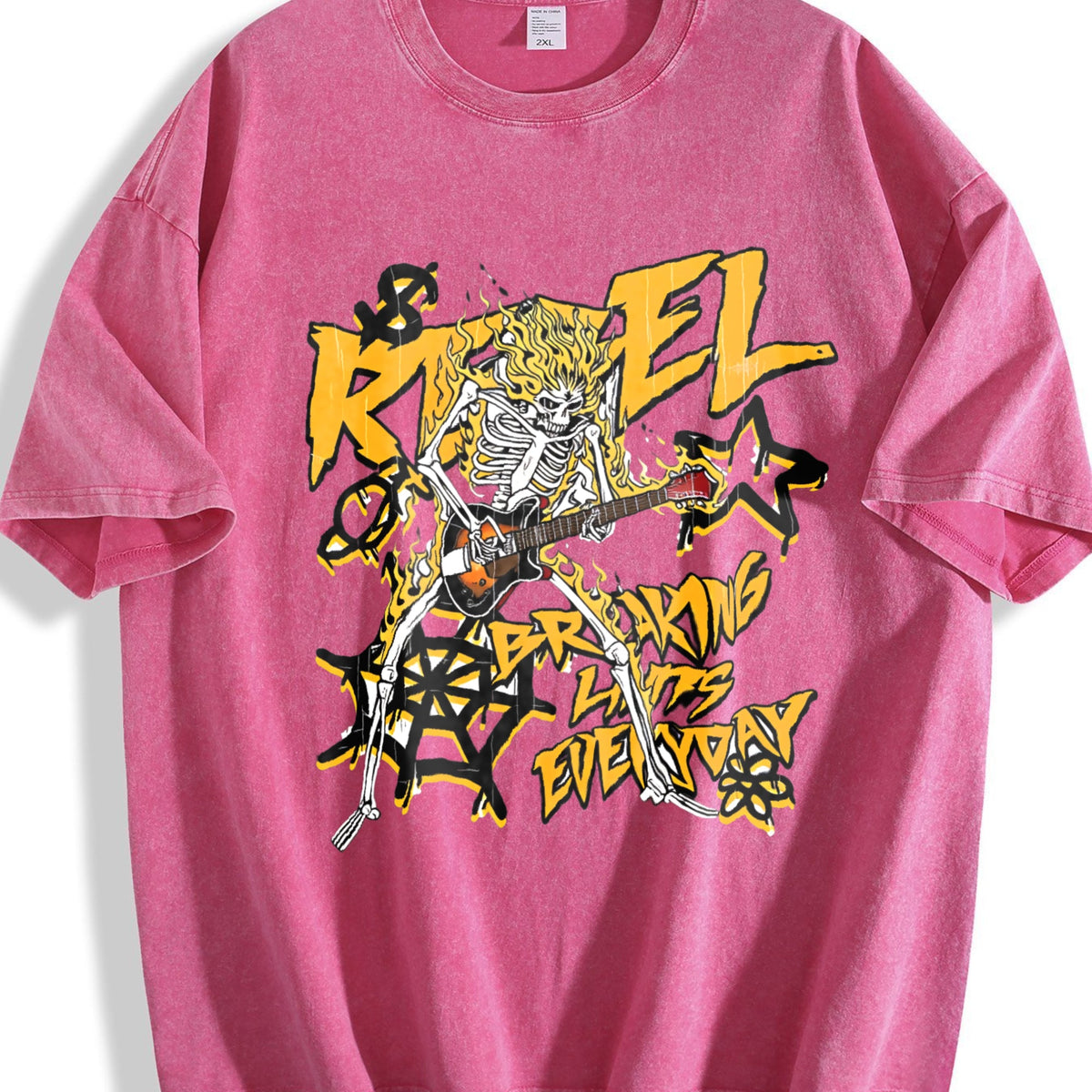 Faded Pure A Flame Skull 'rebel' Rock Vintage Washed T-Shirt product image 7