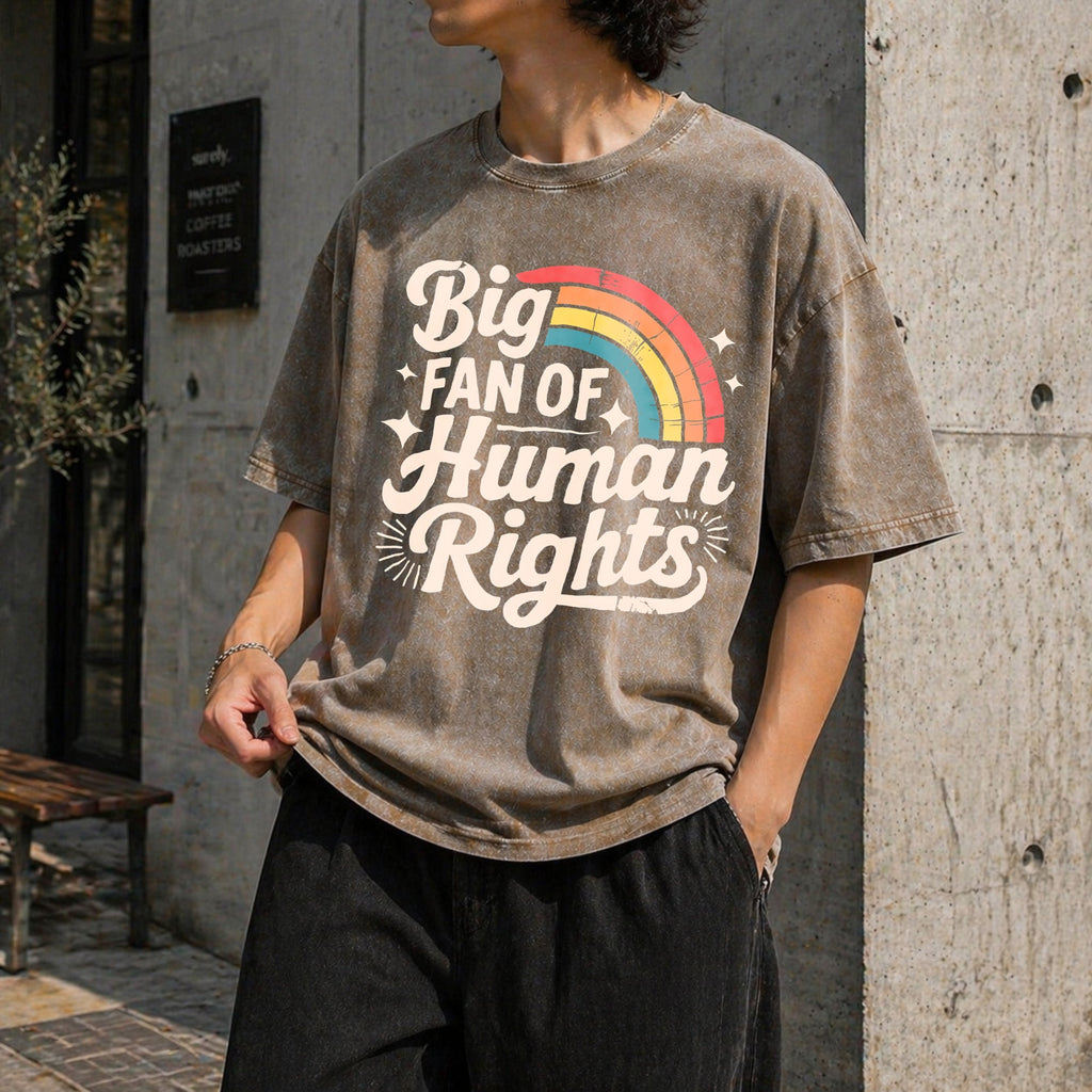 Big Fan Of Human Rights - Rainbow Vintage Washed T-Shirt product image 3