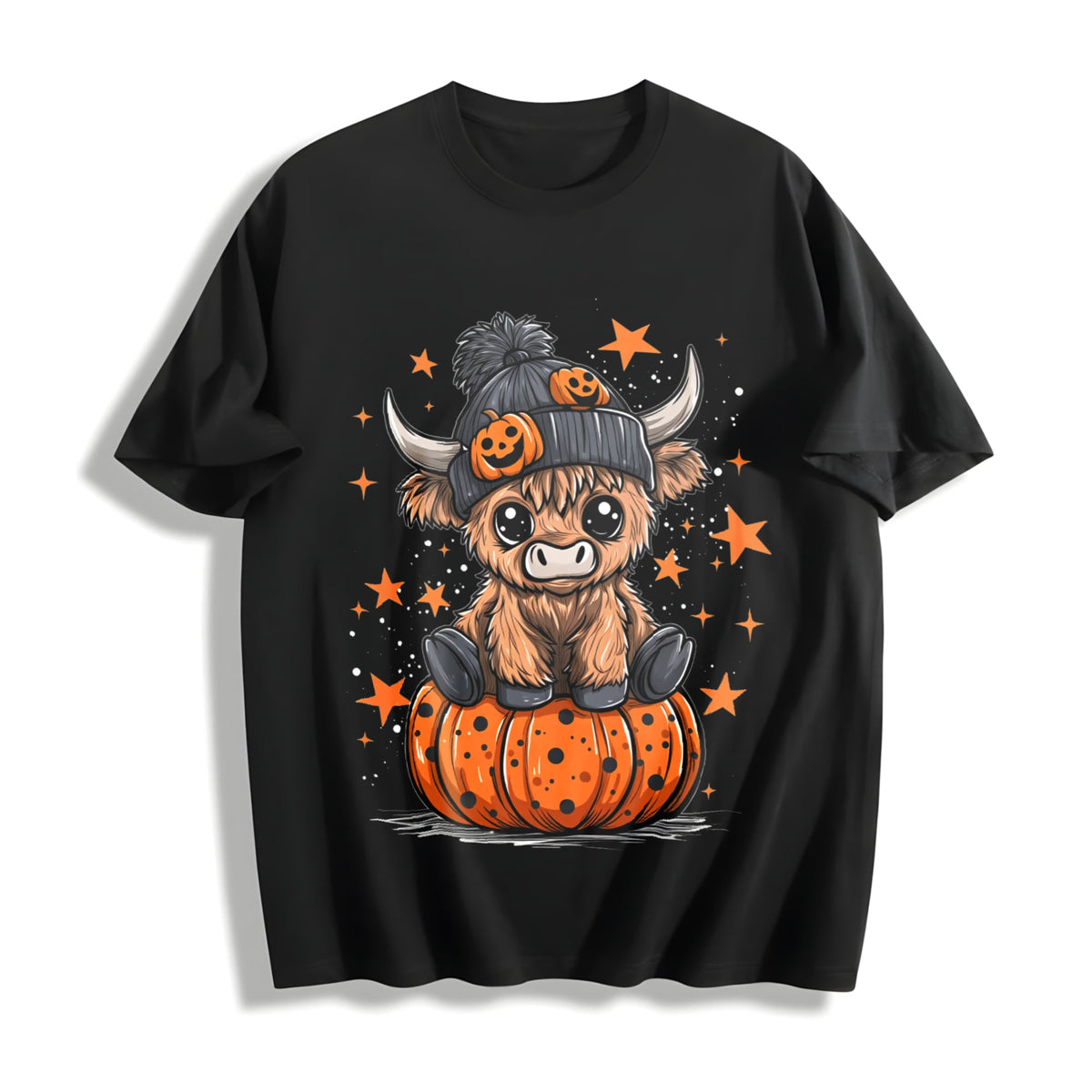 Funny Highland Cow Halloween Cotton T-Shirt product image 1
