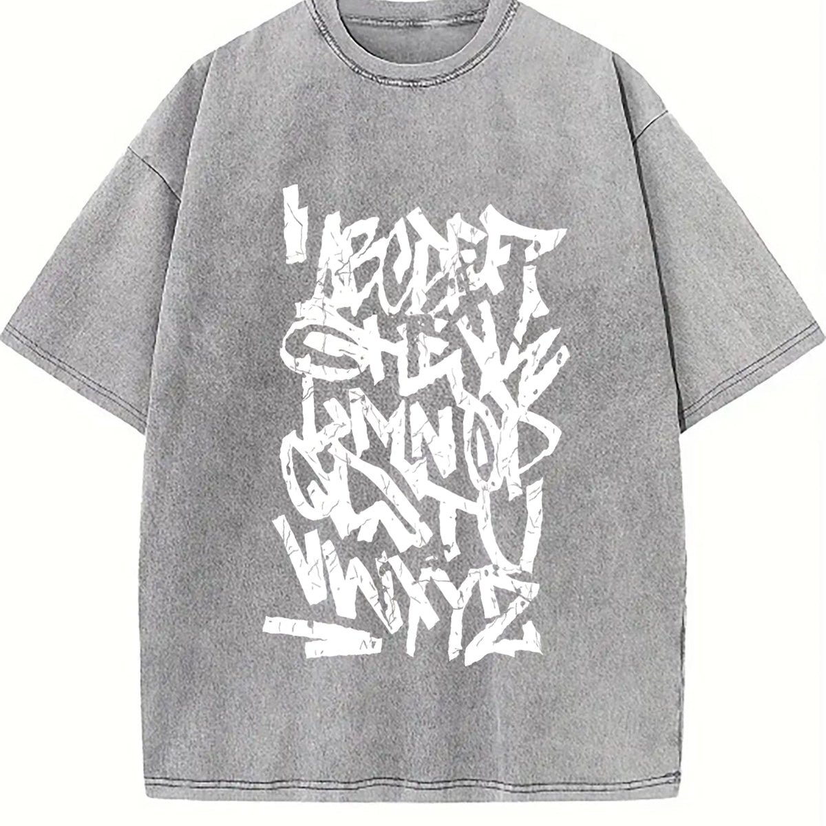Abstract White Graffiti Lettering Vintage Washed T-Shirt product image 4