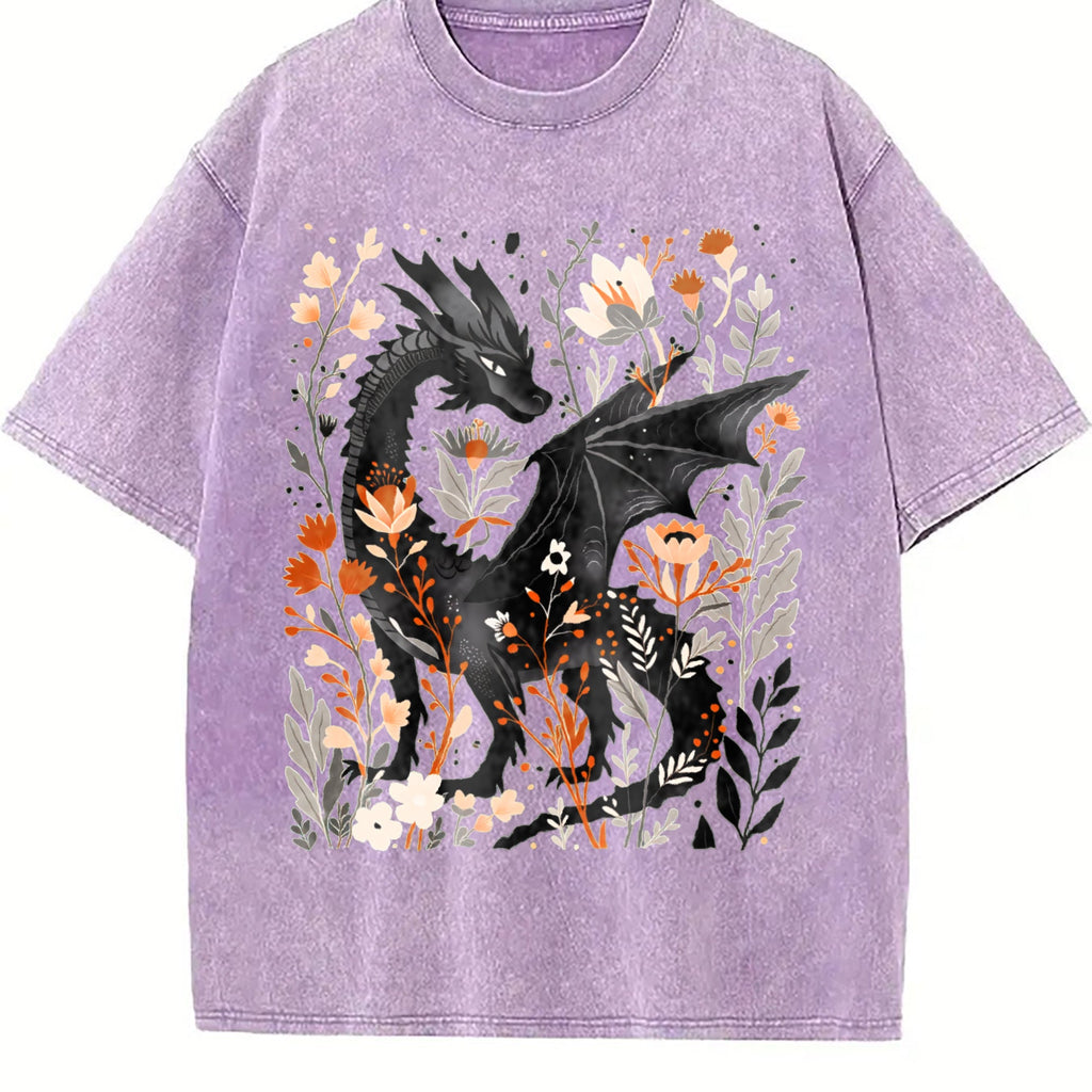 Summer : Fantasy Black Dragon Gentle Floral Vintage Washed product image 6