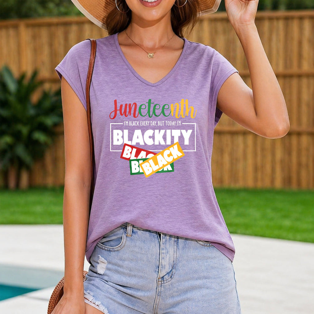 Juneteenth Blackity Black Celebration Women's V-Neck Tank Top