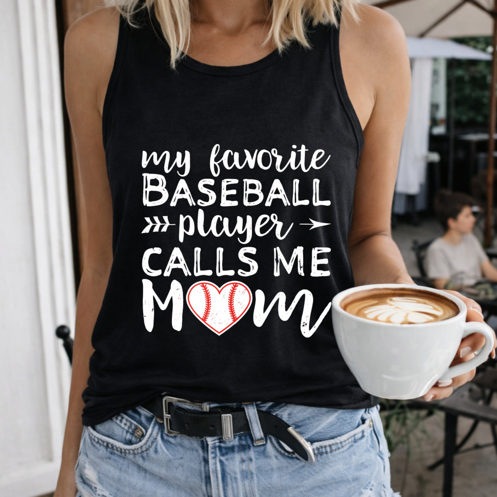 Baseball Mom - Red With Heart & Letter Women's Tank Top