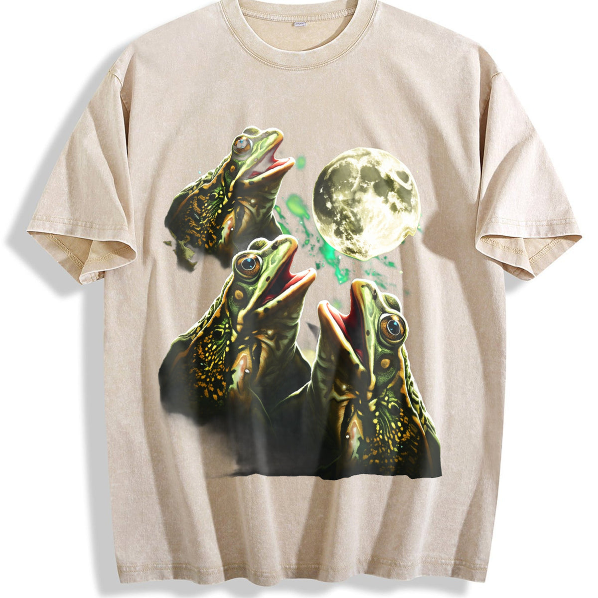 Frogs Howling To Moon 90s Vintage Washed T-Shirt product image 1