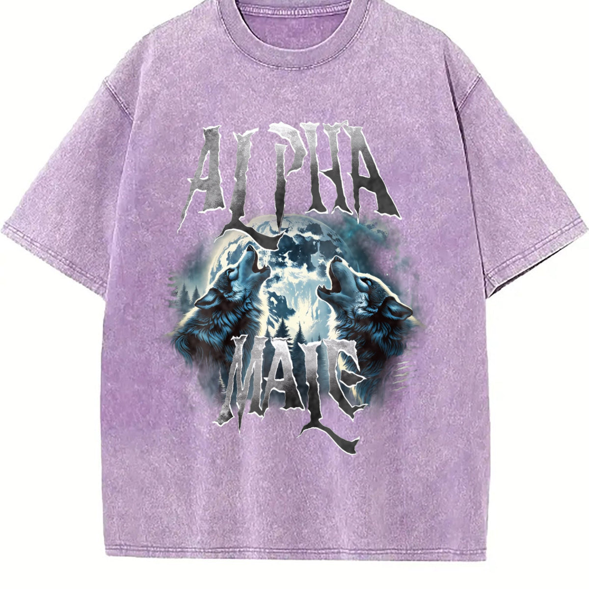 Alpha Male Wolf Howling Vintage Washed T-Shirt product image 6
