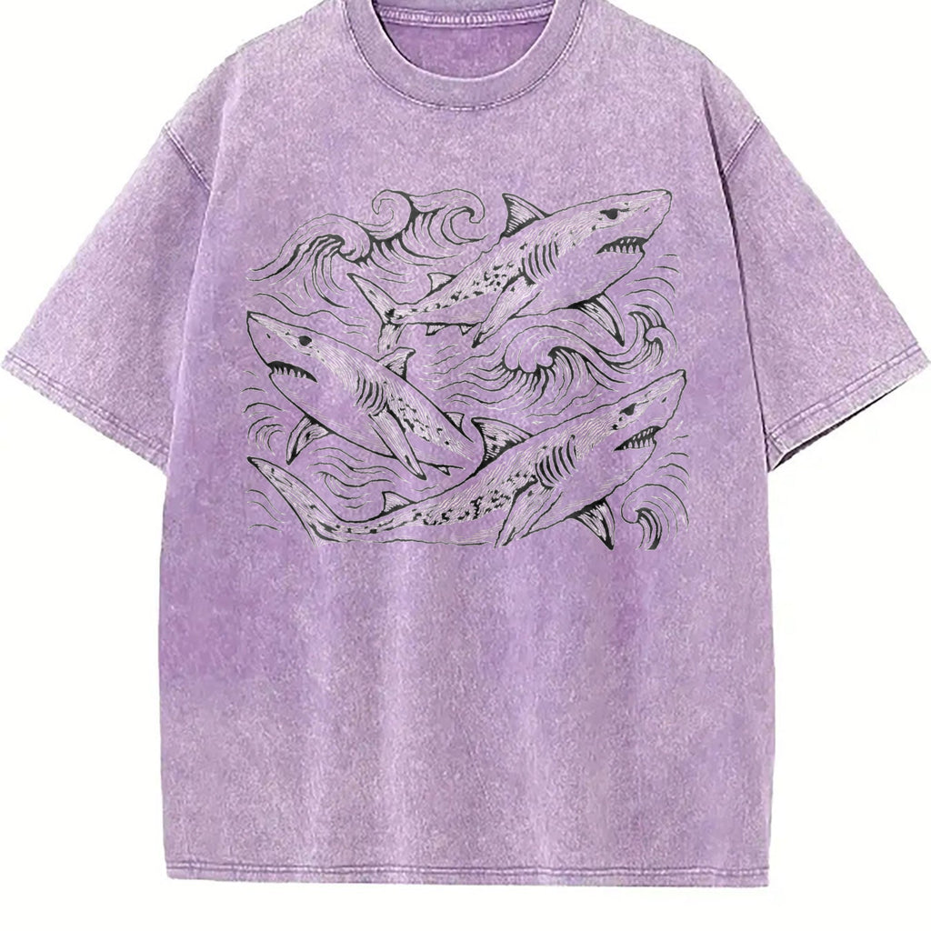 Sharks Ocean 90s Vintage Washed T-Shirt product image 6