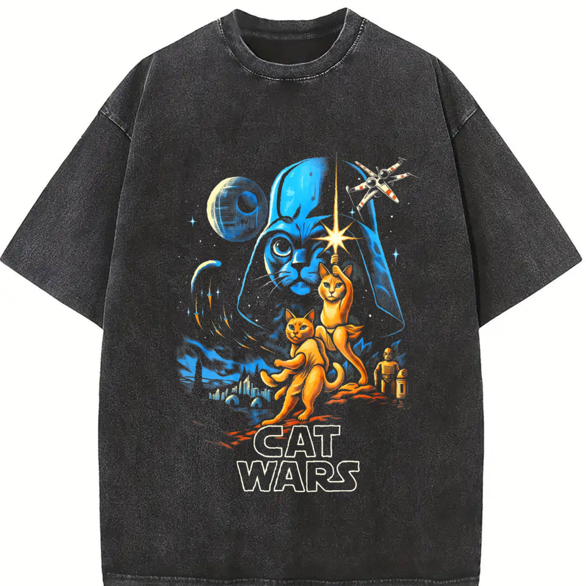 Cat Wars 90s Vintage Washed T-Shirt product image 2
