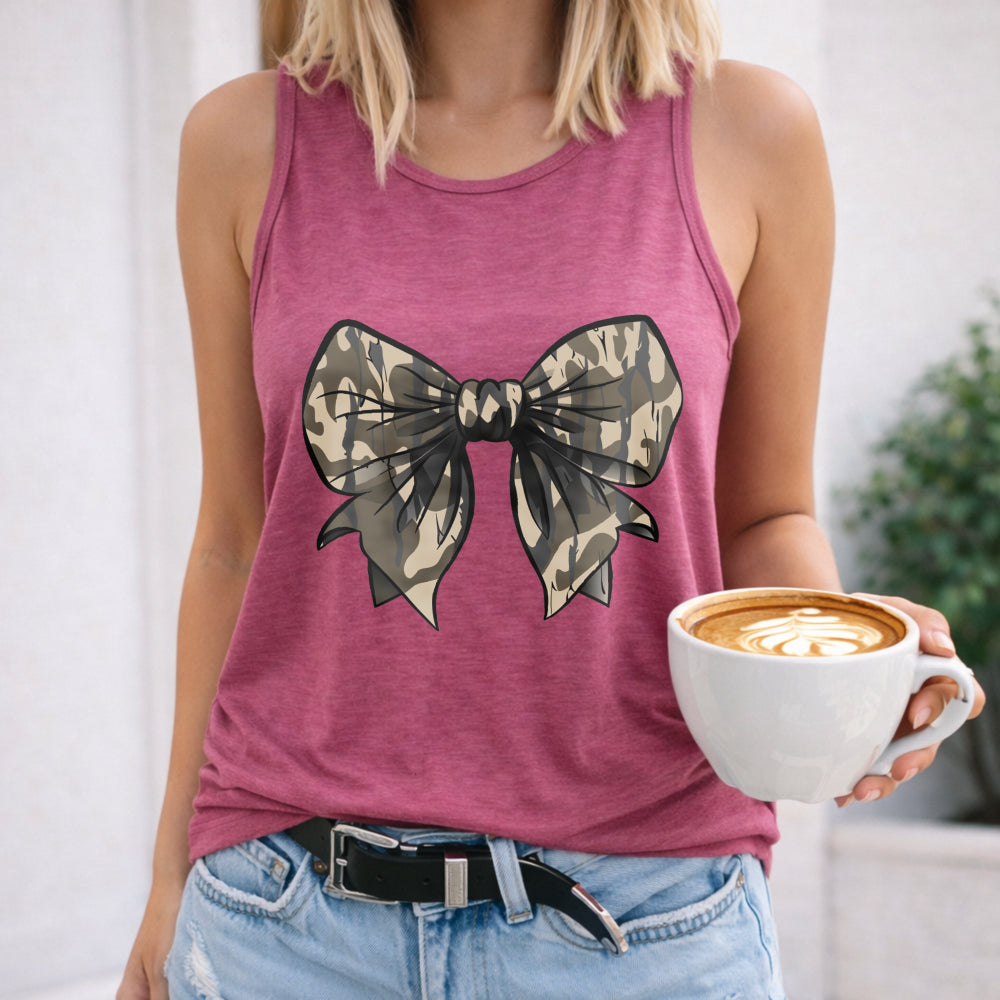 Camouflage Bow - Vibrant Pink Women's Tank Top