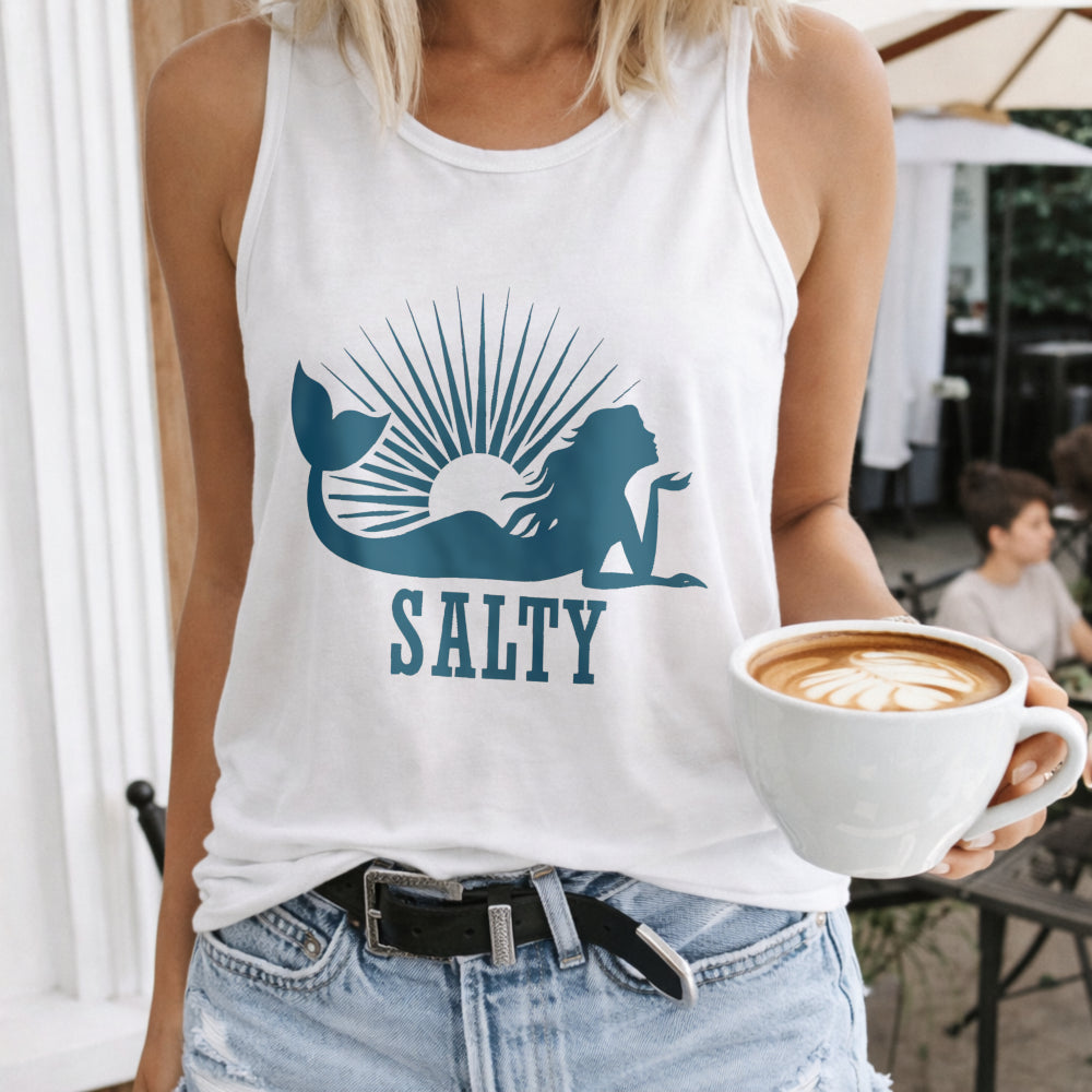 Salt I-shaped - Vibrant Red With Teal Lettering Women's Tank Top