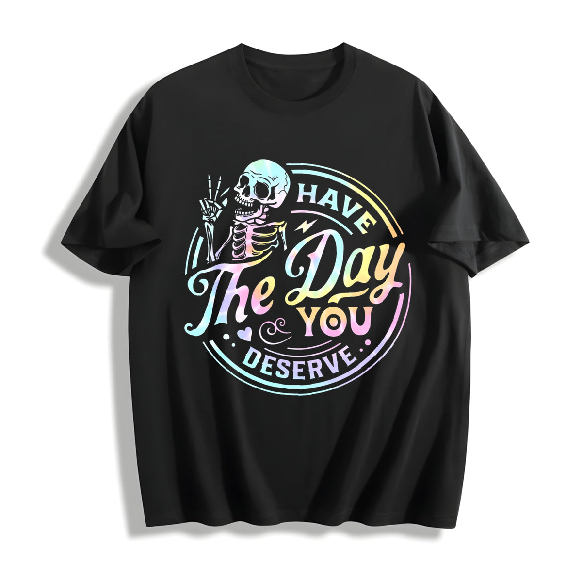 Skeleton & Letter Cotton T-Shirt product image 1
