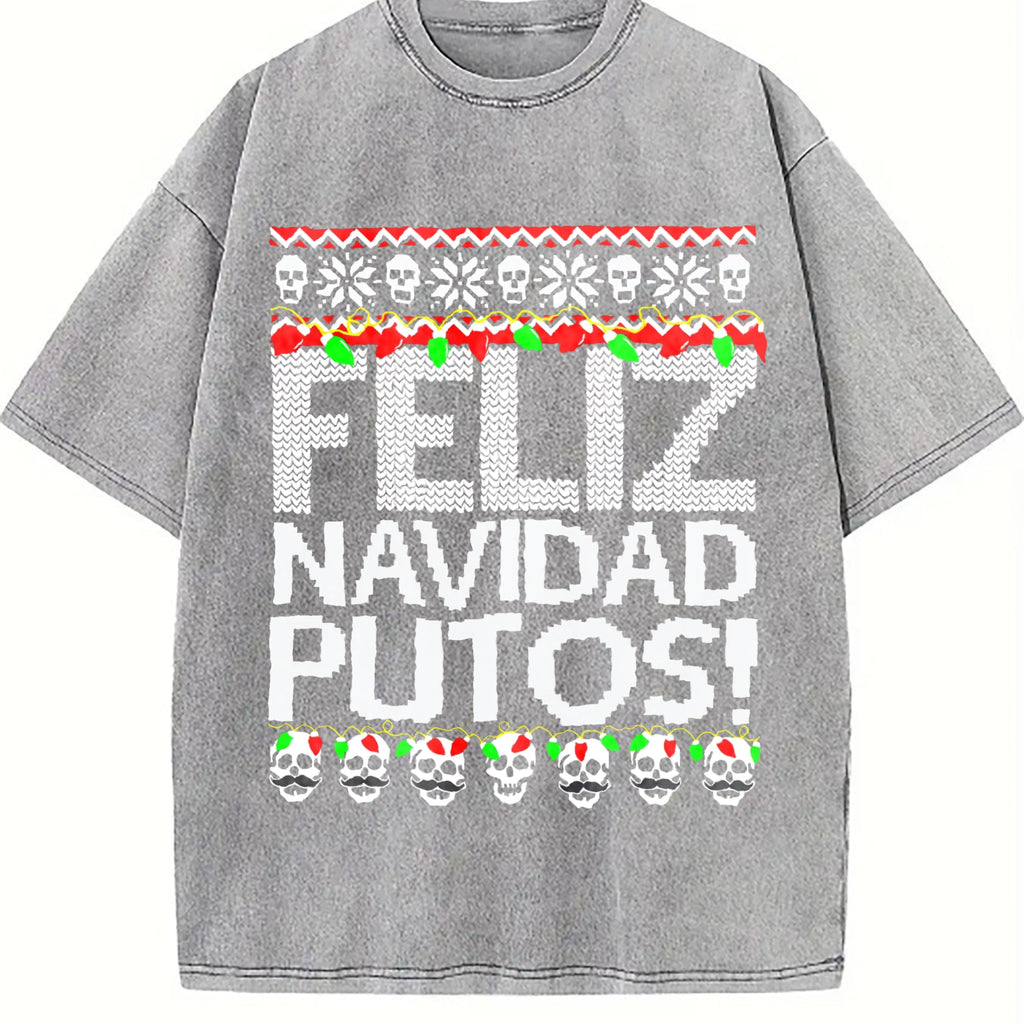 Funny Feliz Navidad Putos - Black Vintage Washed T-Shirt product image 4