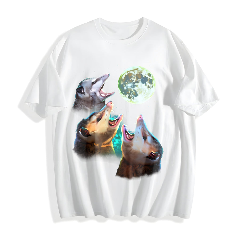 Three Possums Howling At Moon Cotton T-Shirt product image 2