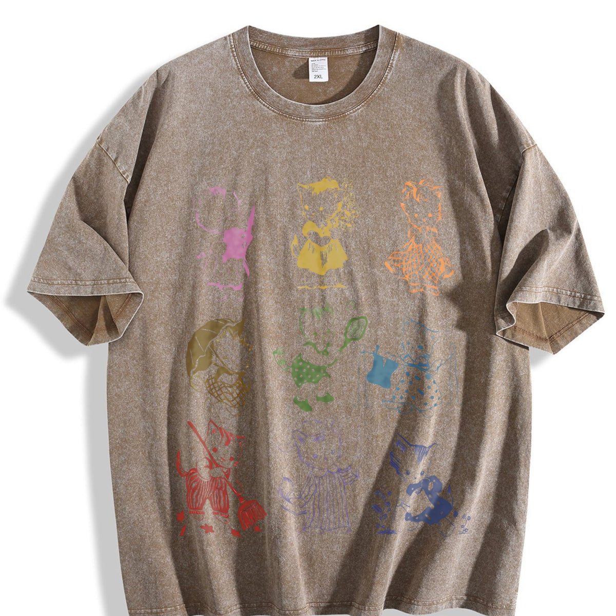 Cat 90s Tattoo Vintage Washed T-Shirt product image 3