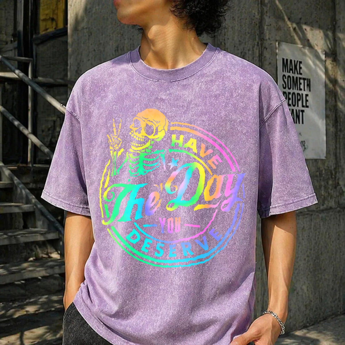 Have The Day You Deserve Skeleton Tie Dye Motivational product image 6