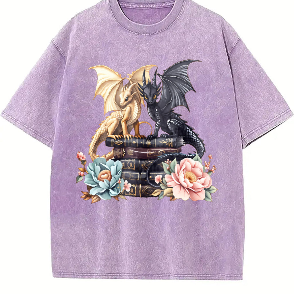 Winter Twin Dragon Vintage Washed T-Shirt product image 6