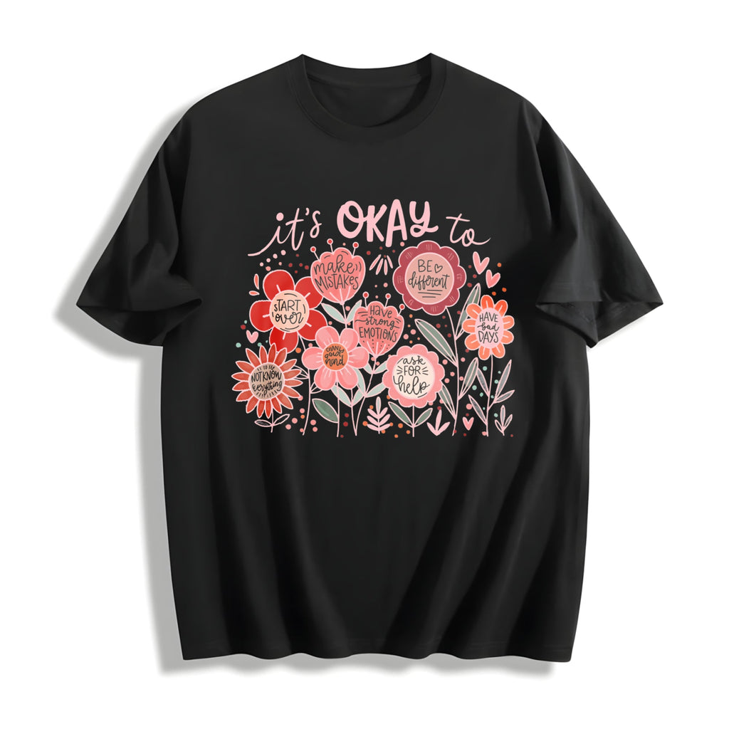 It's Okay To Boho Floral Cotton T-Shirt product image 1