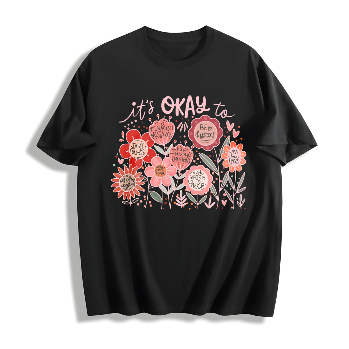 It's Okay To Boho Floral Cotton T-Shirt product image 1