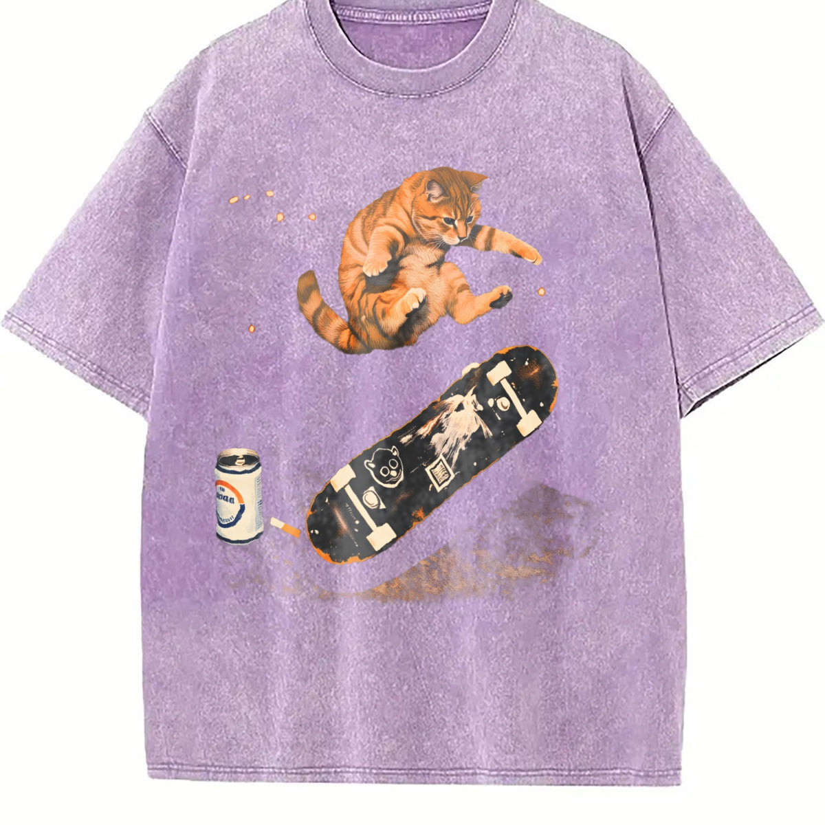 Skateboarding Cat Vintage Washed T-Shirt product image 6