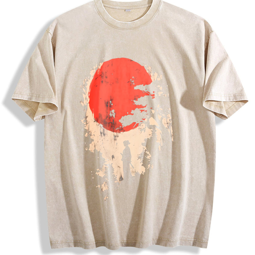 Distressed Red Sun Art Vintage Washed T-Shirt product image 1