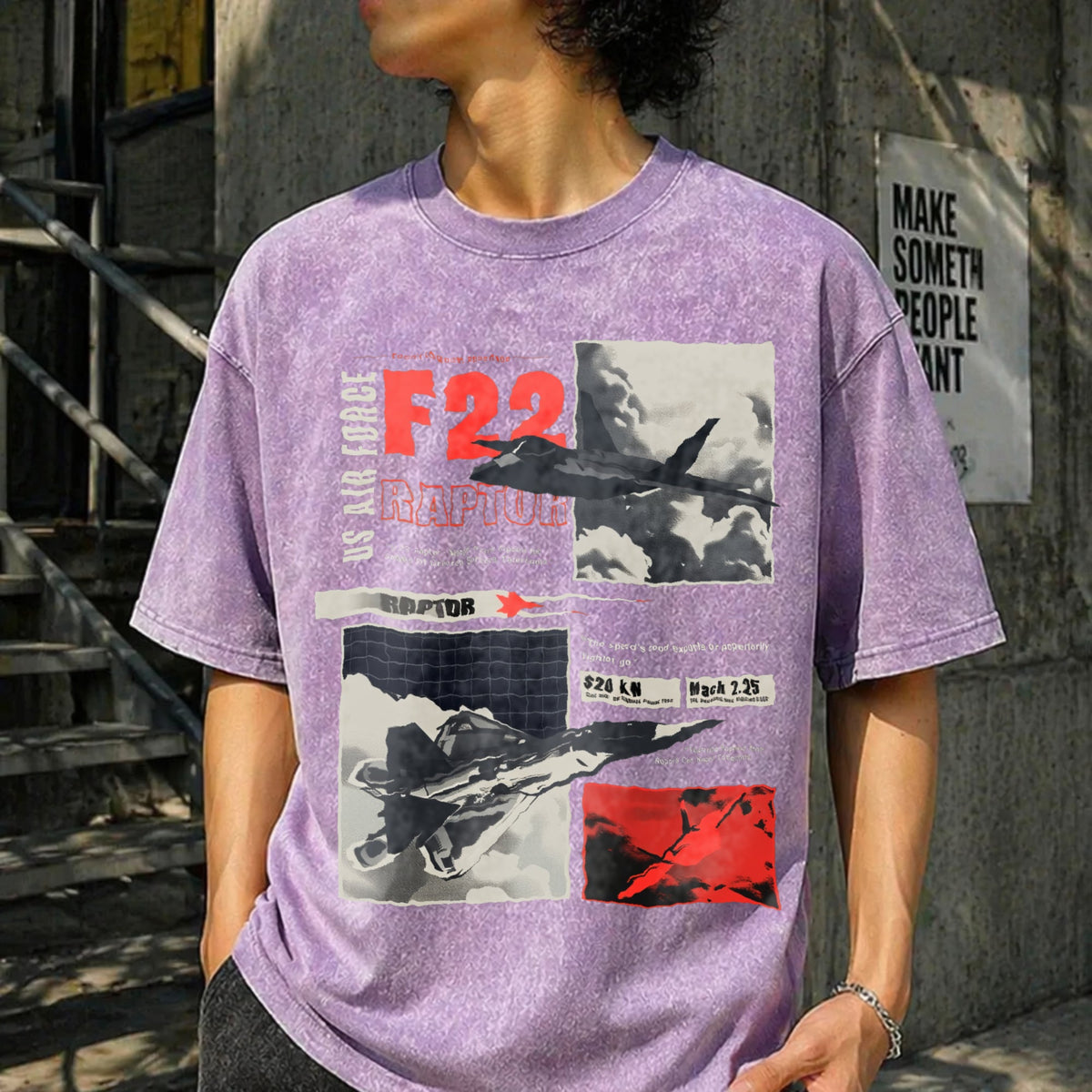 F-22 Raptor Military Funny Good Vintage Washed T-Shirt product image 6