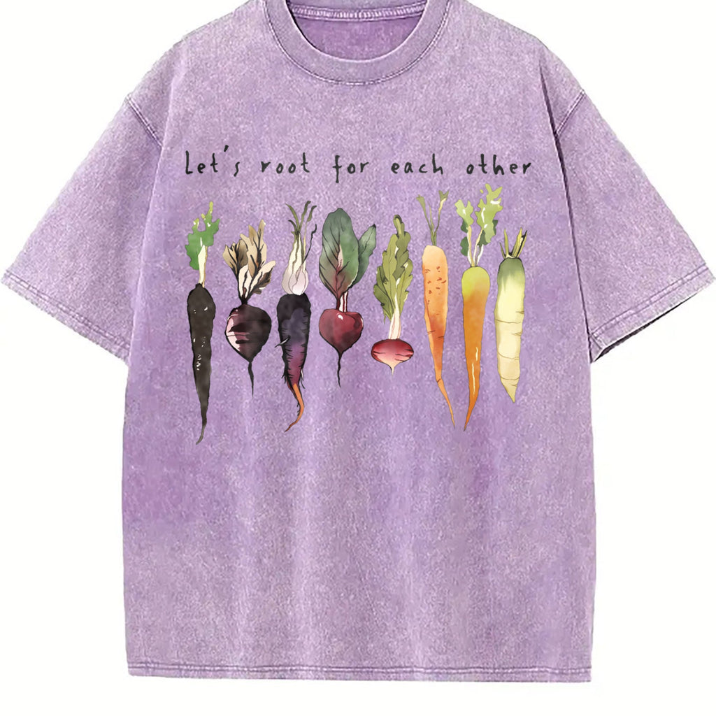 Letter And Various Radish Root Summer Vintage Washed T-Shirt product image 6