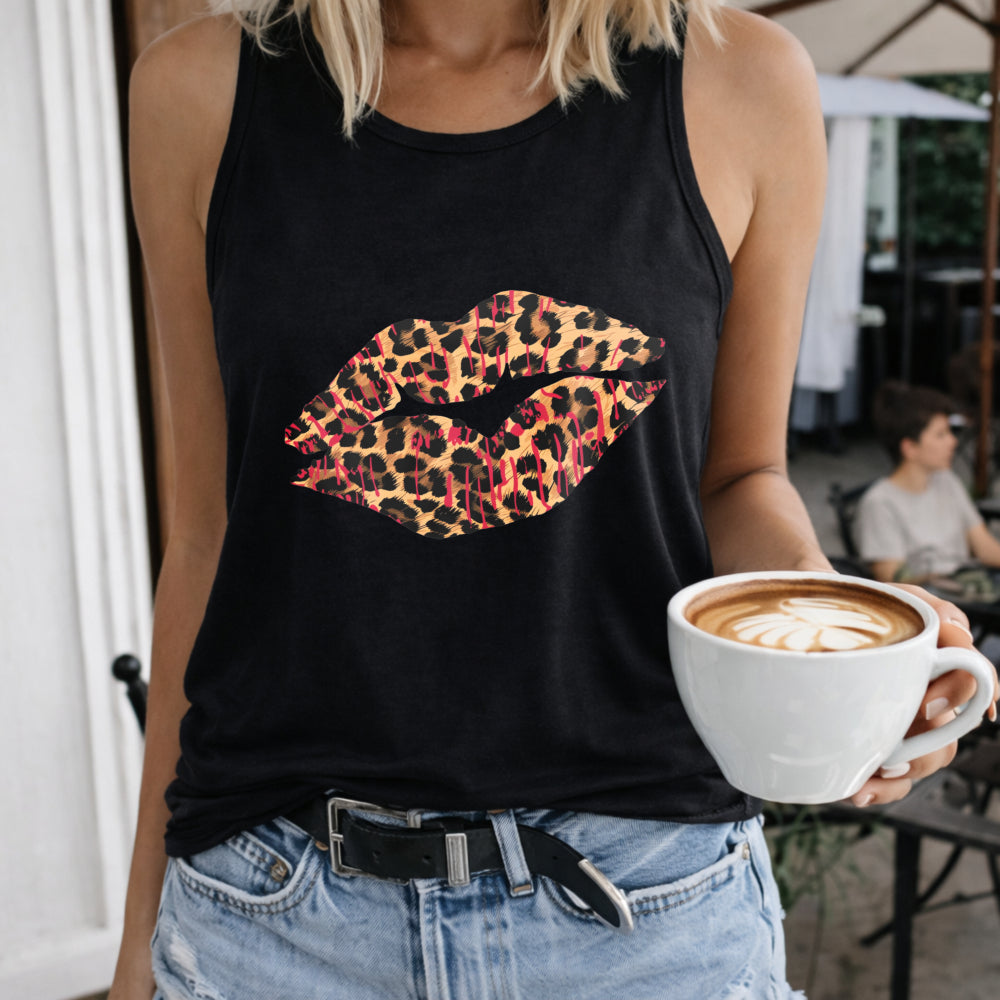 Cartoon Leopard Lips Women's Tank Top