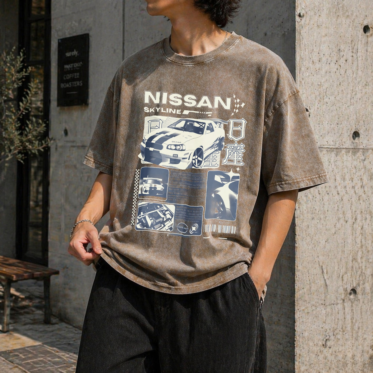 JDM Sports Car Denim Skyline Vintage Washed T-Shirt product image 3