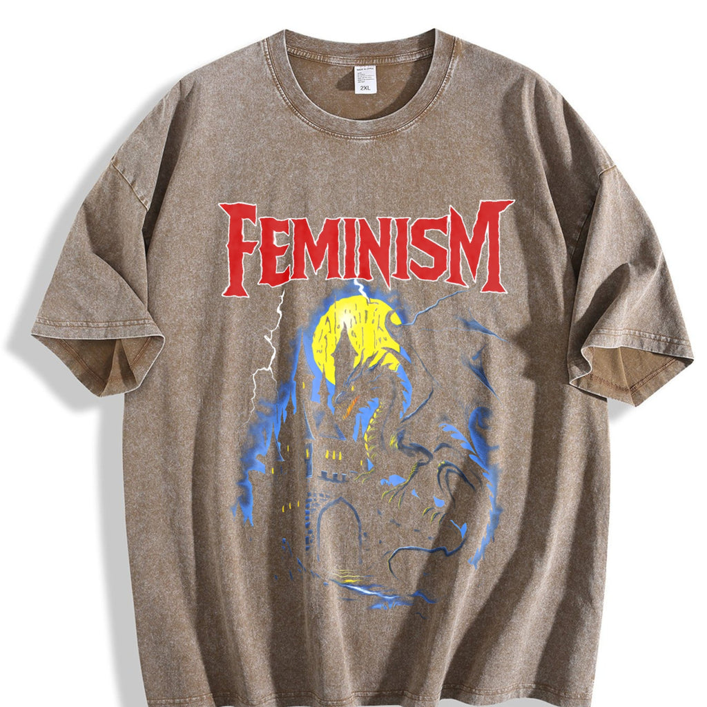 Feminism Dragon Fantasy Vintage Washed T-Shirt product image 3