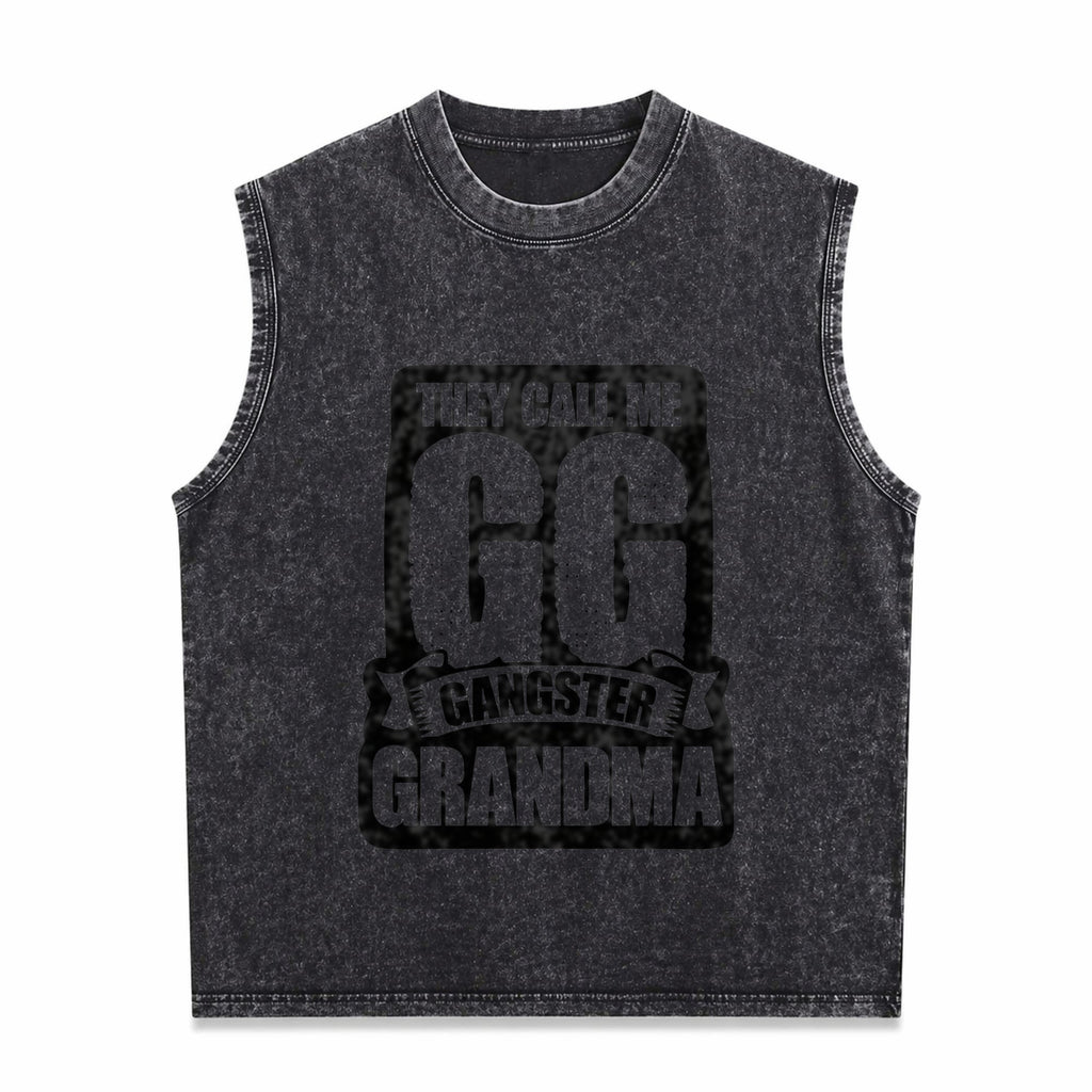 Black They Call Me Gg Gangster Grandma Men's Washed Tank Top