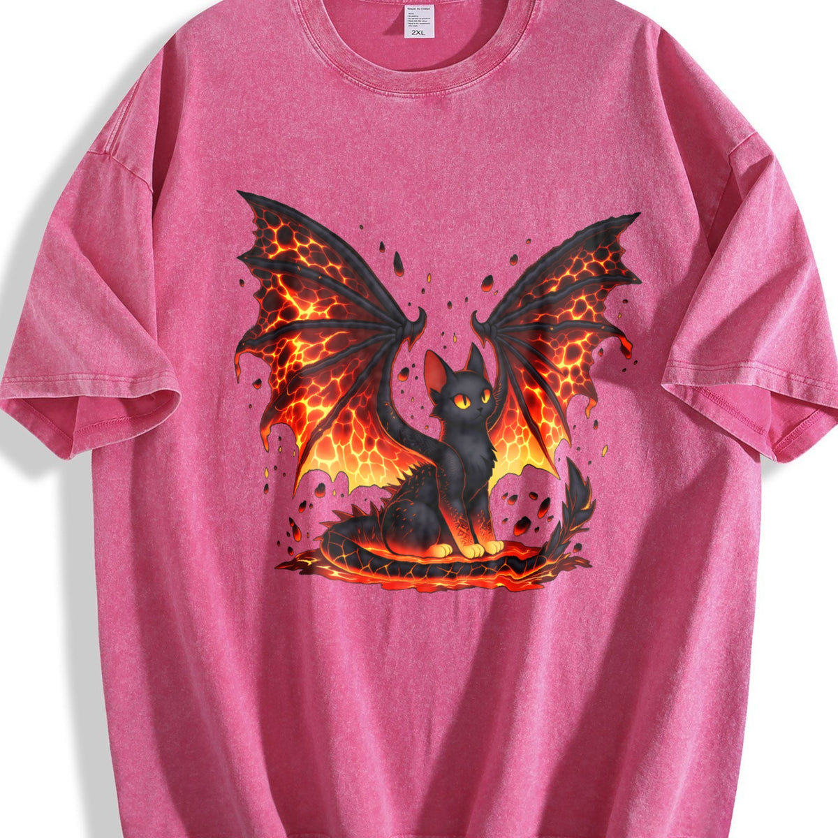 Black Cat & Wing Vintage Washed T-Shirt product image 7