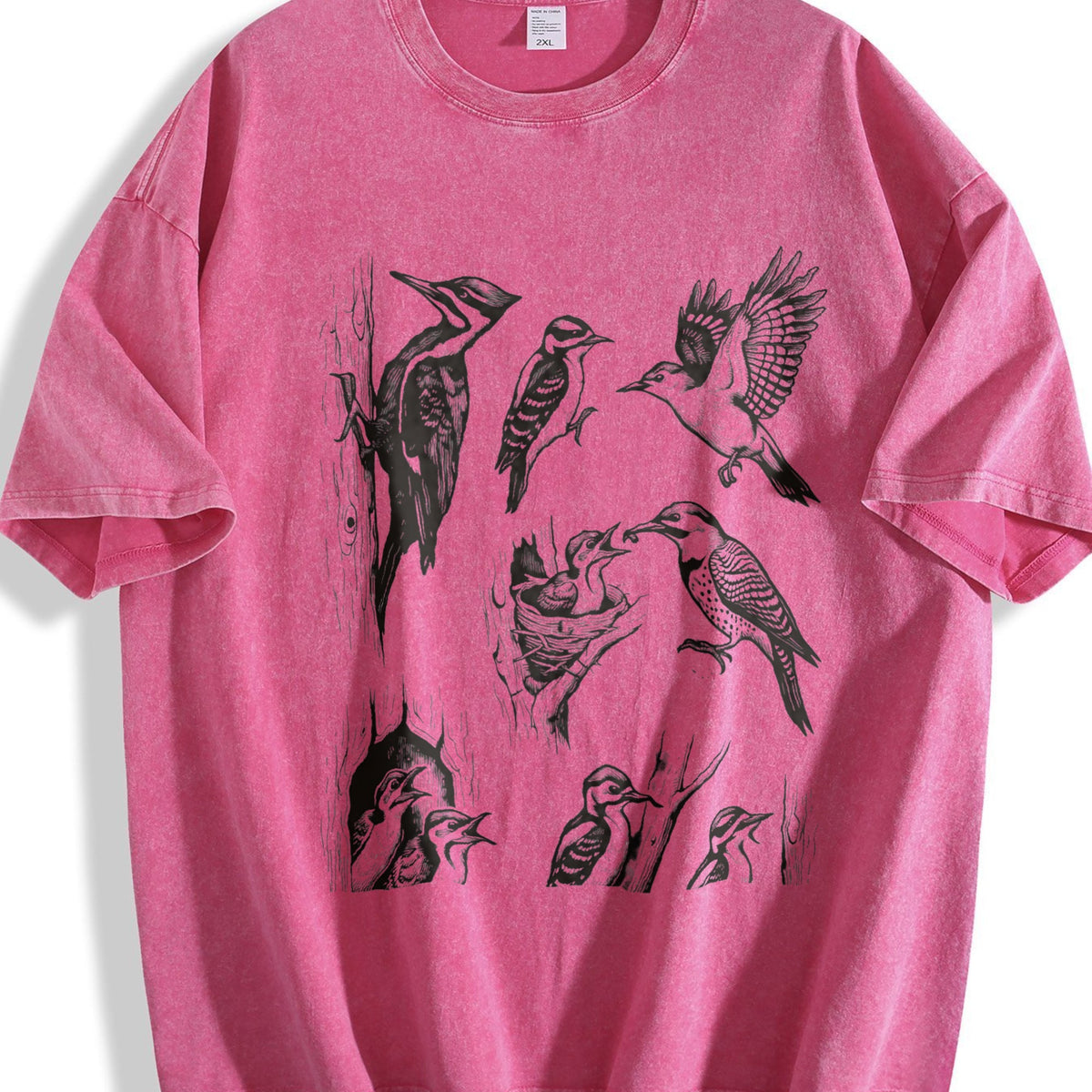 Woodpecker Bird 90s Tattoo Vintage Washed T-Shirt product image 7