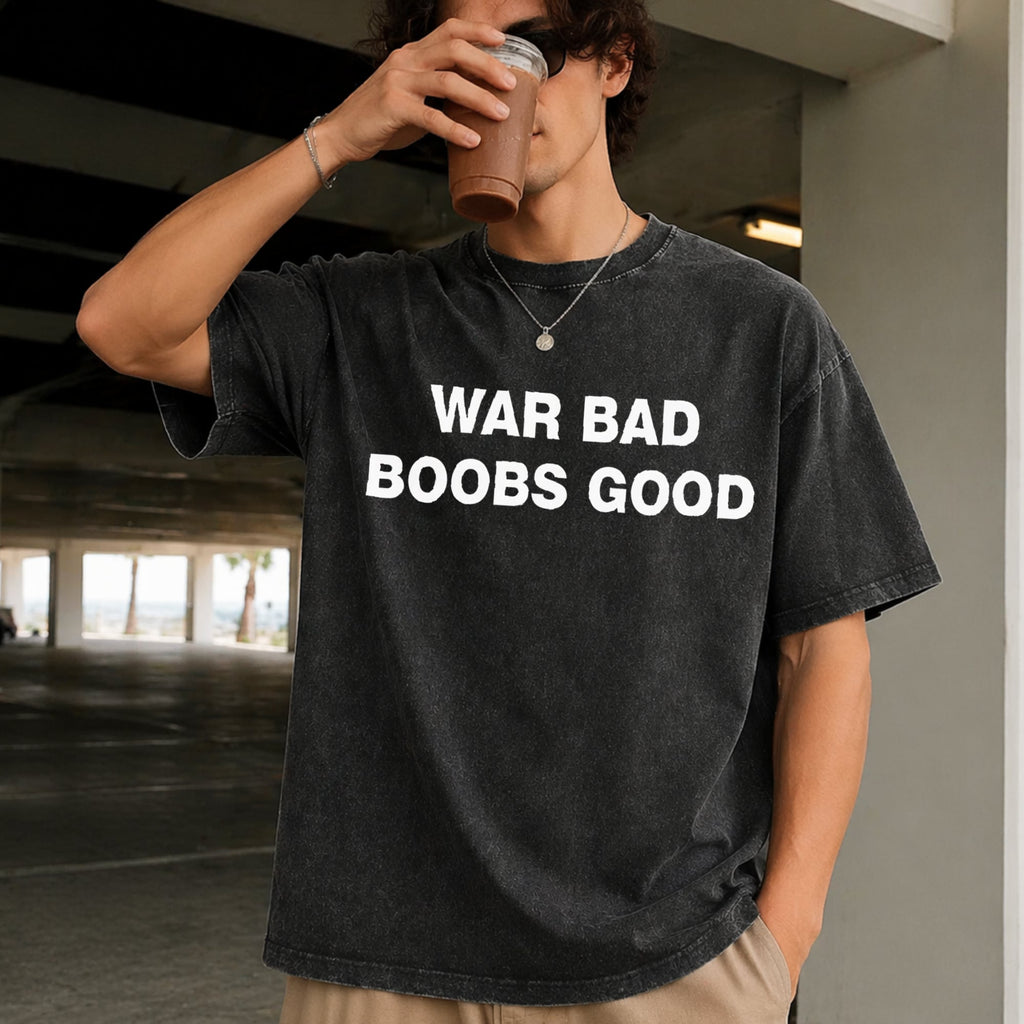 War Bad Boobs Good Black Vintage Washed T-Shirt product image 2