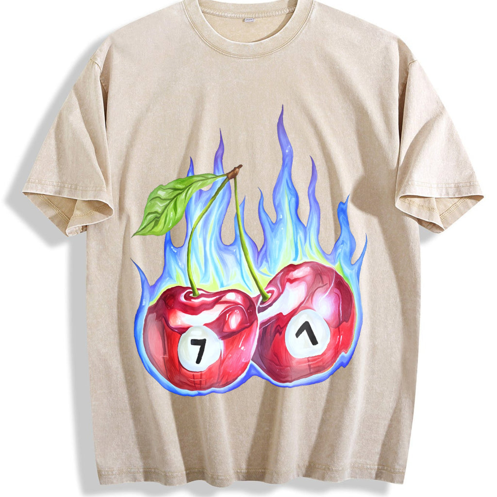 7 Ball Cherry On Fire Vintage Washed T-Shirt product image 1