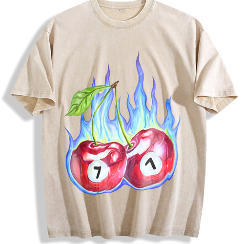 7 Ball Cherry On Fire Vintage Washed T-Shirt product image 1