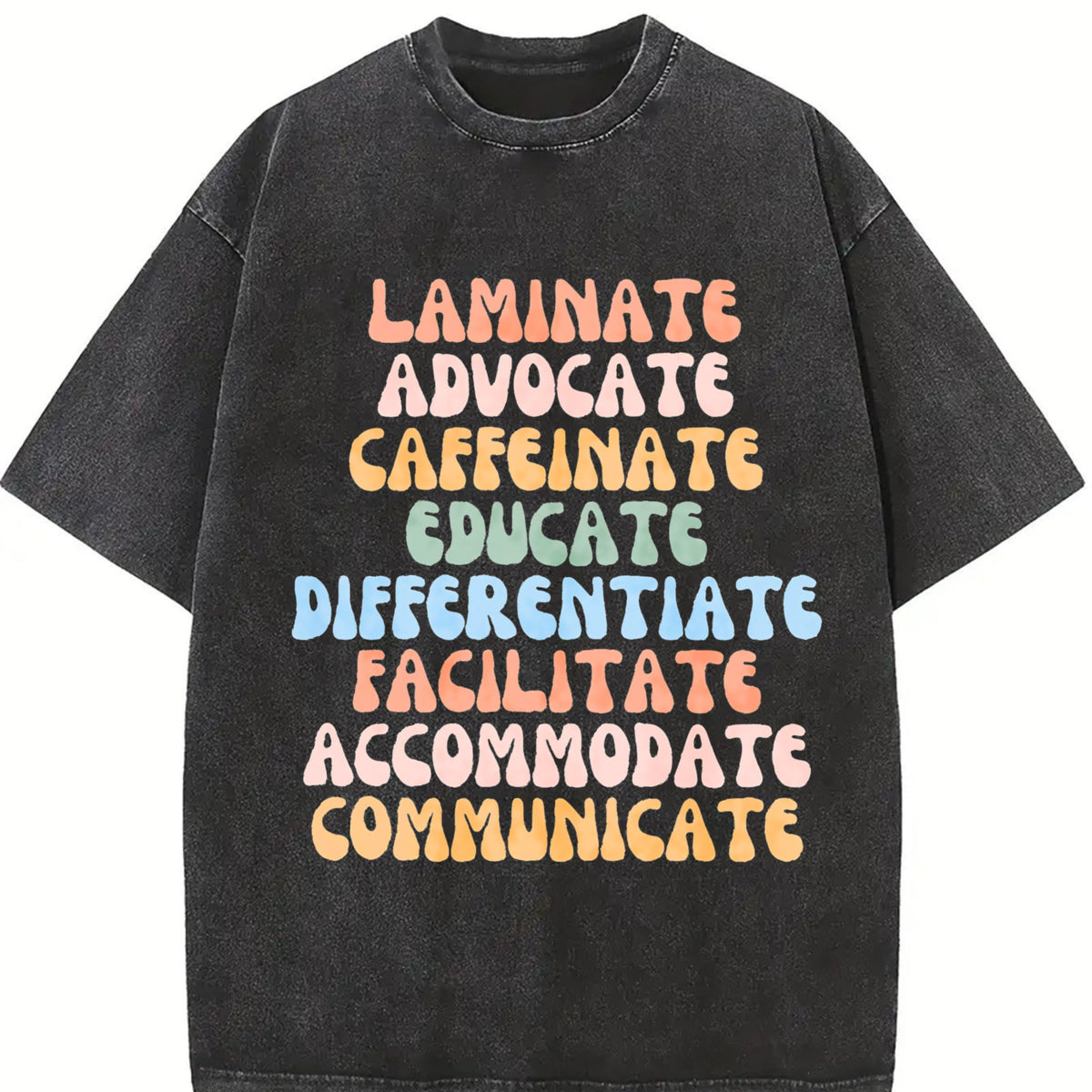 Teacher Advocate Educate Communicate Vintage Washed T-Shirt product image 2