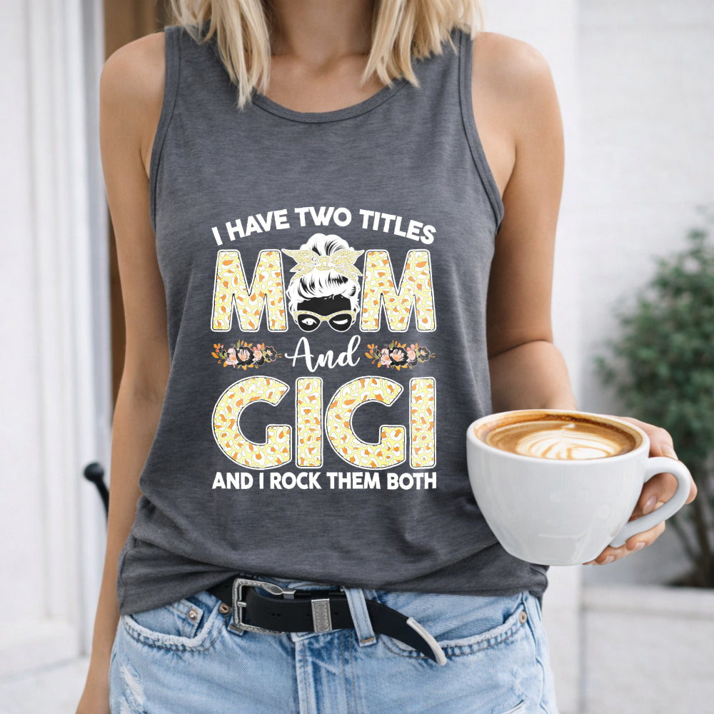 Mother's Day - Mom Gigi Leopard & Cartoon Portrait Women's Tank Top