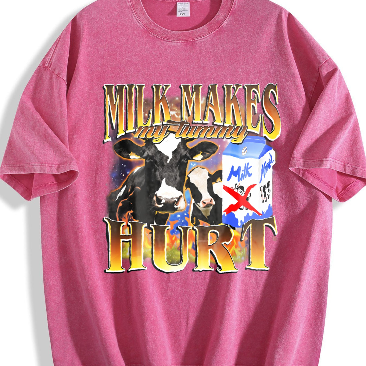 Milk Makes My Tummy Hurt Bootleg Vintage Washed T-Shirt product image 7