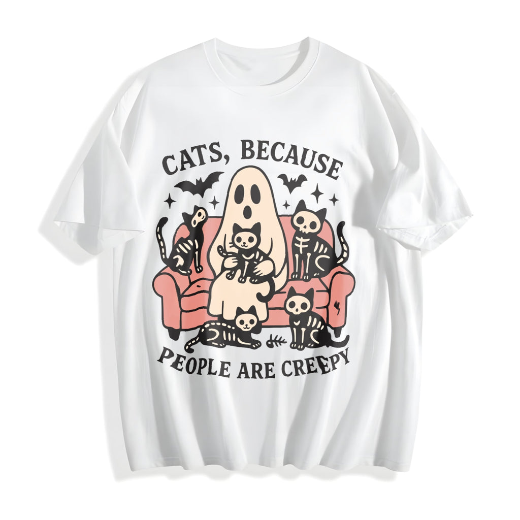 Summer Cats Sofa Skull Cat Cotton T-Shirt product image 2