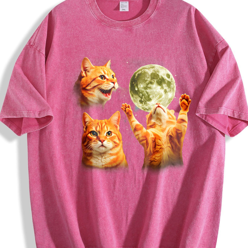 Orange Tabby Moon Vintage Washed T-Shirt product image 7