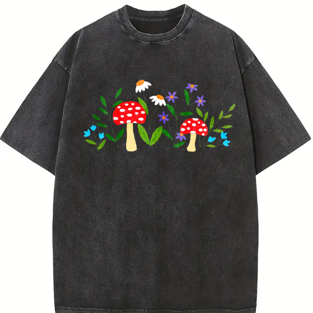 Mushroom Floral Garden Fairy Vintage Washed T-Shirt product image 2