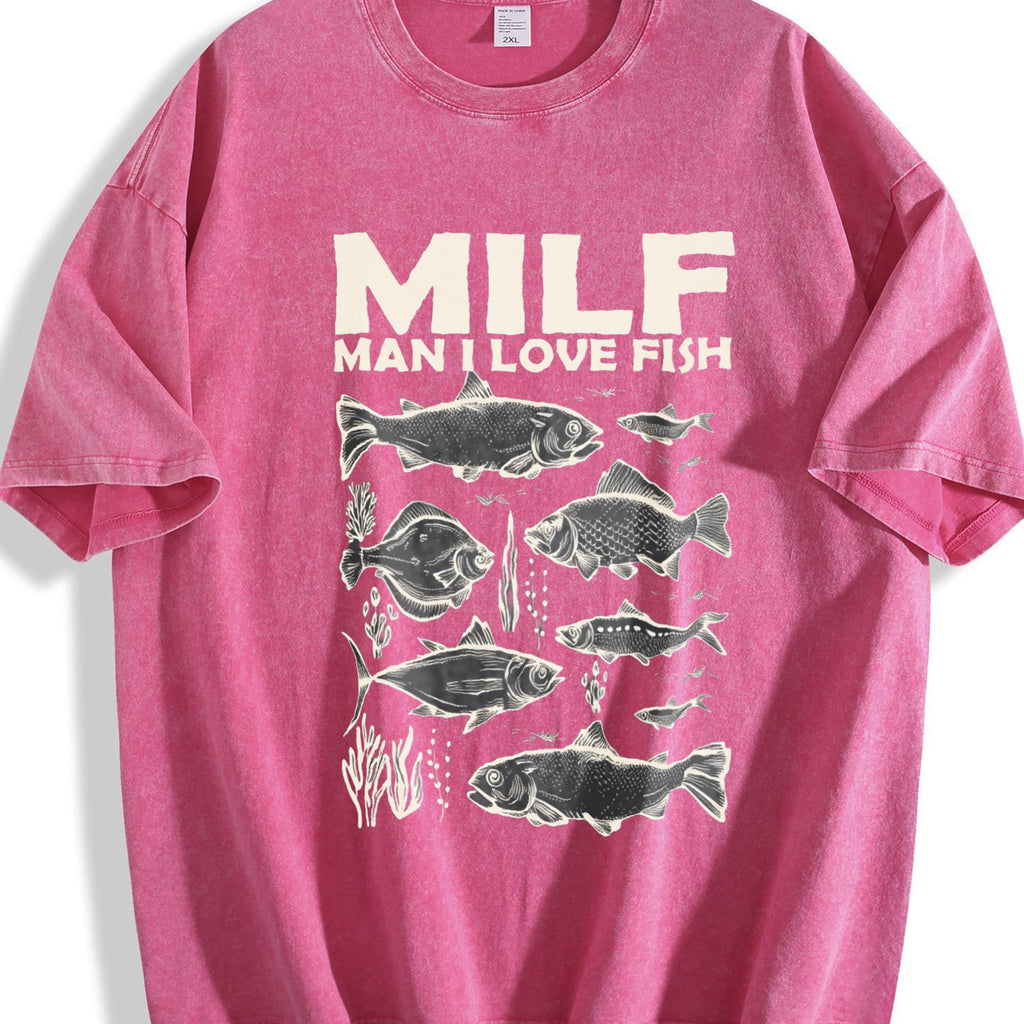 Milf Man I Love Fish 90s Vintage Washed T-Shirt product image 7