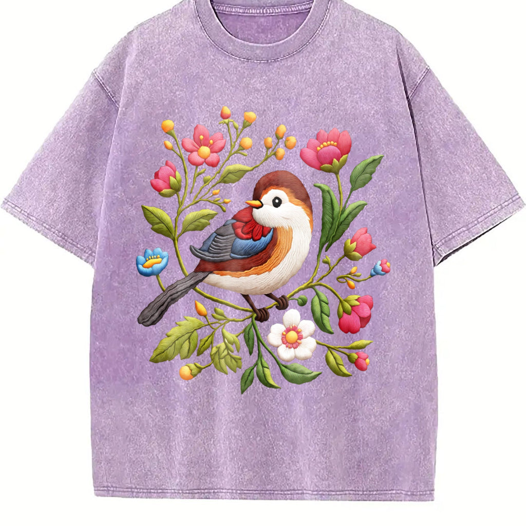 Bird & Floral - Stretch Vintage Washed T-Shirt product image 6