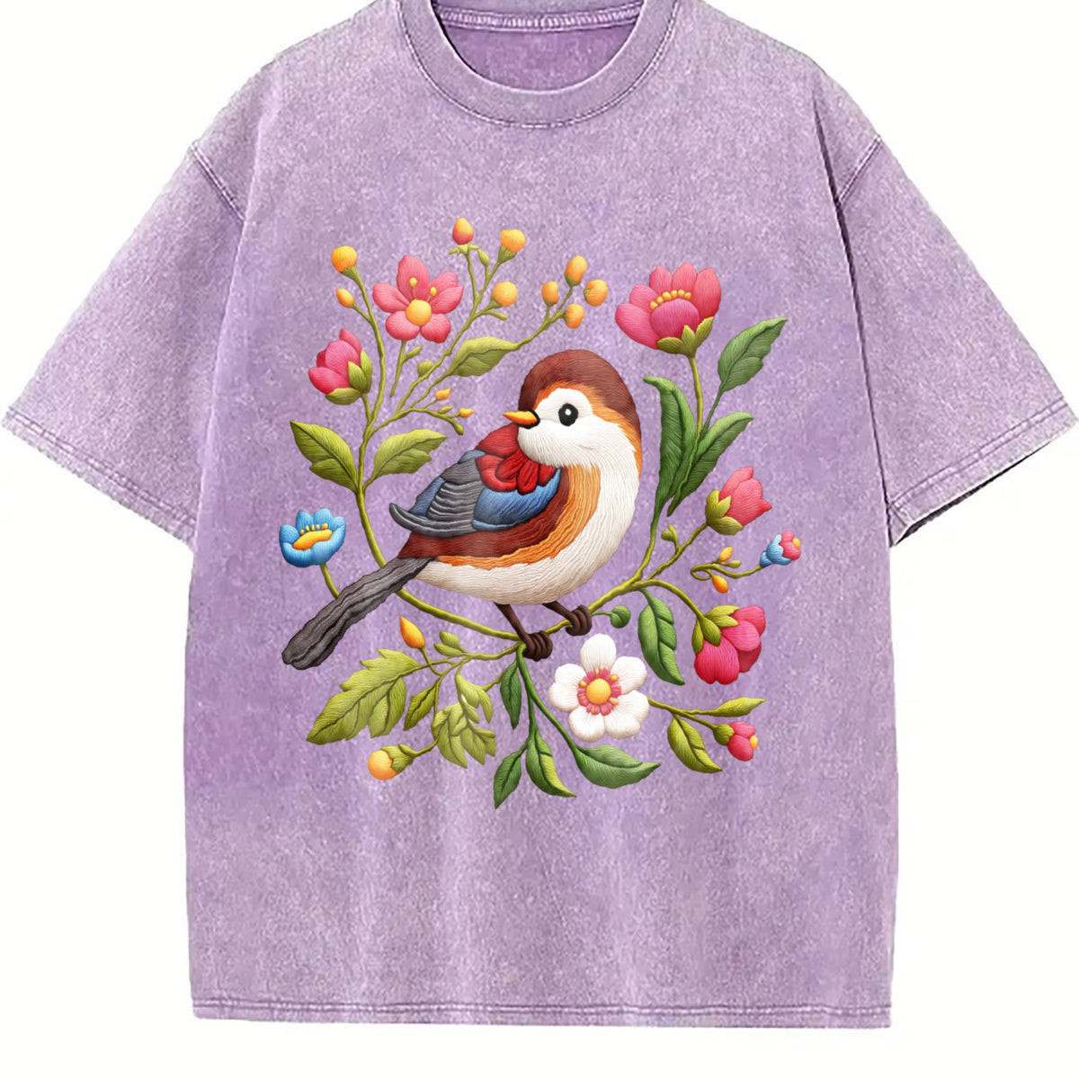 Bird & Floral - Stretch Vintage Washed T-Shirt product image 6