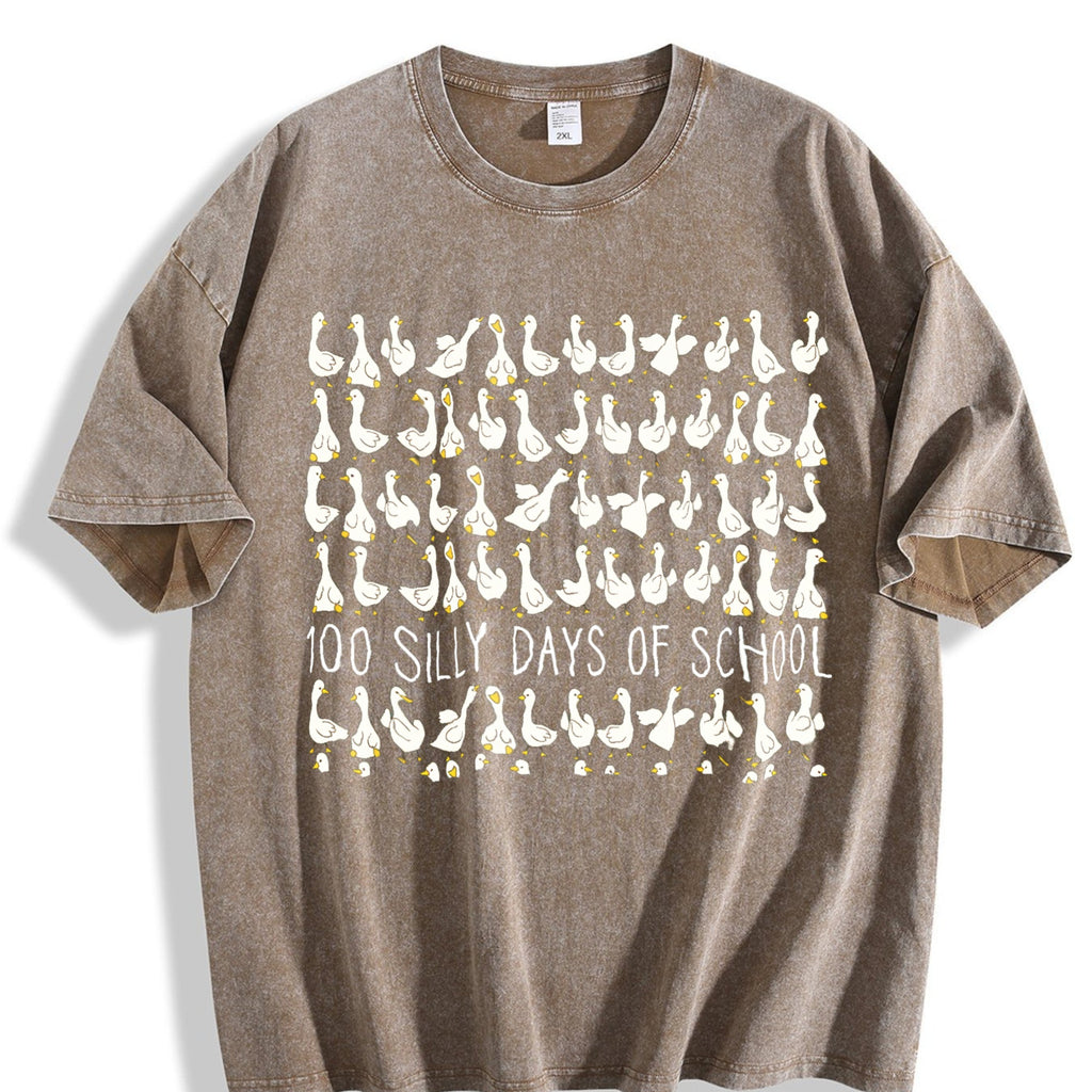 Silly Goose 100 Days Of School Vintage Washed T-Shirt product image 3