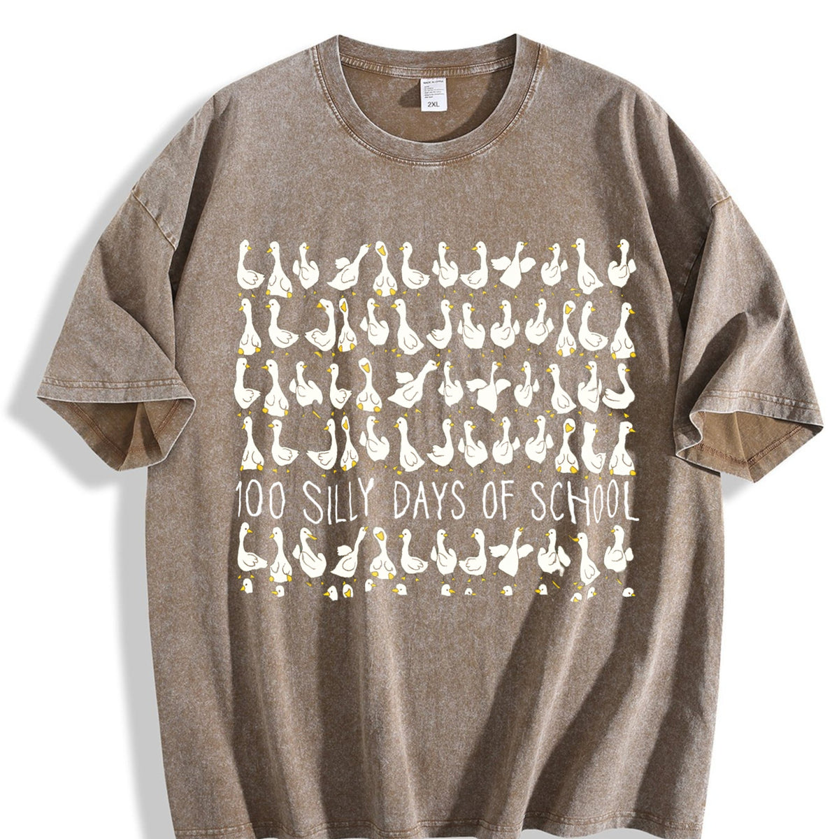 Silly Goose 100 Days Of School Vintage Washed T-Shirt product image 3