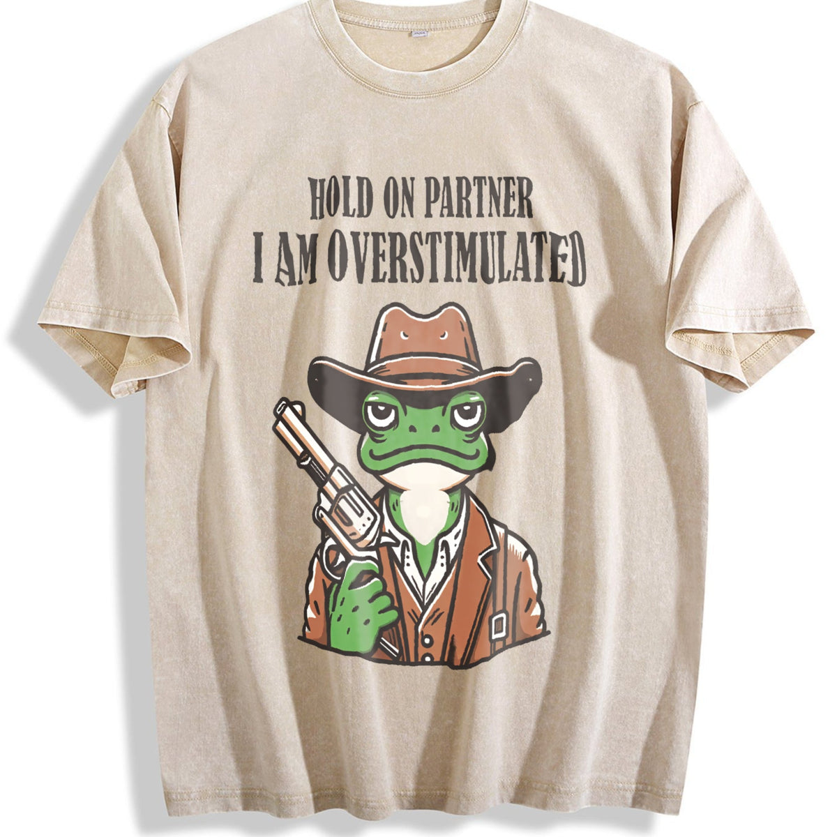 Hold On Partner I'm Overstimulated Vintage Washed T-Shirt product image 1